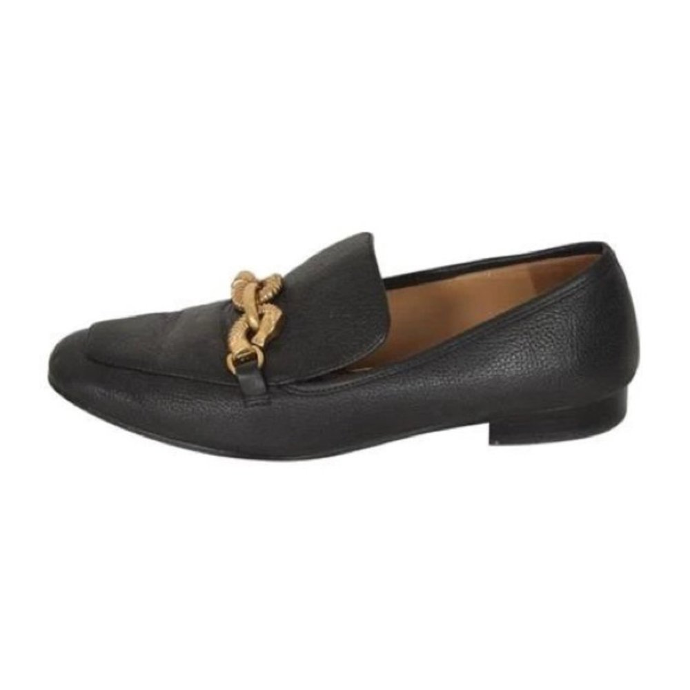 Tory Burch Shoes Jessa 20mm Loafers Black Gold Leather 7 - Picture 2 of 4